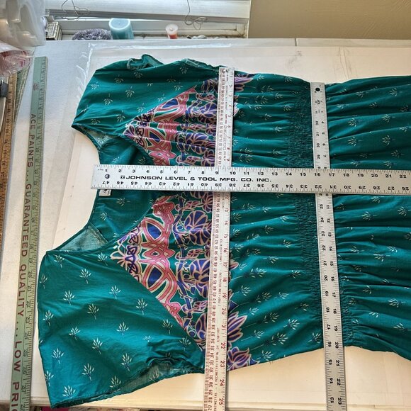 Anthony Richards Womens Dress Teal Floral Mandala 3X Cotton Short Sleeve Cotton - Picture 4 of 10